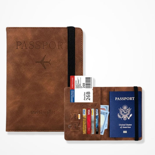 Pochette Passeport RFID  Marron foncé
