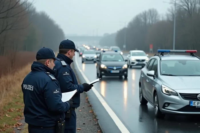 Policiers de la gendarmerie sur le bord de l'A31 gérant les perturbations de circulation après un accident